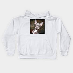 Cute Cheeky Chihuahua face art design Kids Hoodie